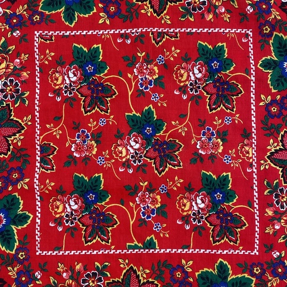Vintage Red‎ Floral Cotton Bandanna - Picture 2 of 8